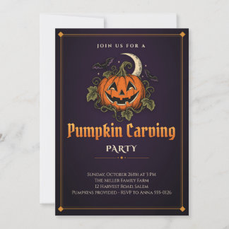 Jack O Lantern Pumpkin Carving Party Invitation