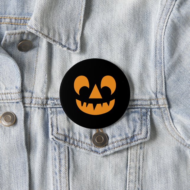 Jack O Lantern Pumpkin Face 7.5 Cm Round Badge (In Situ)