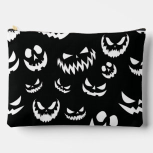 Jack O Lantern Pumpkin Face Black and White Accessory Pouch