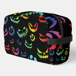 Jack O Lantern Pumpkin Face Black and White Dopp Kit