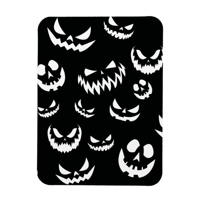 Jack O Lantern Pumpkin Face Black and White Magnet (Vertical)