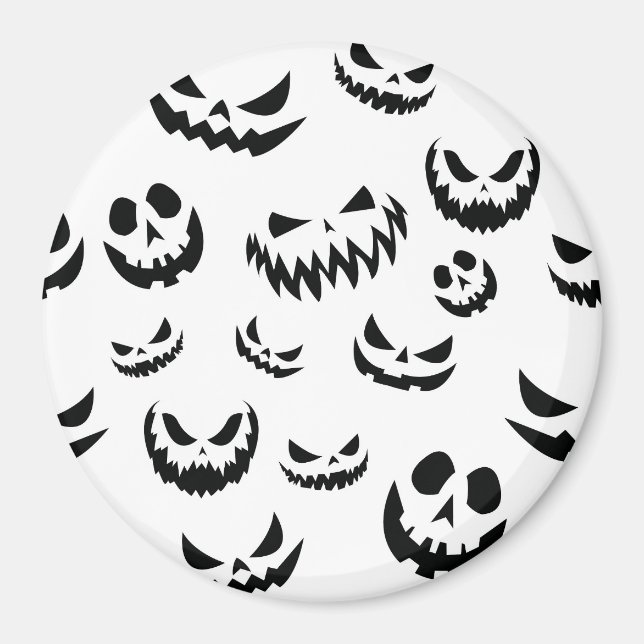 Jack O Lantern Pumpkin Face Black and White Magnet (Front)