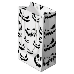 Jack O Lantern Pumpkin Face Black and White Small Gift Bag