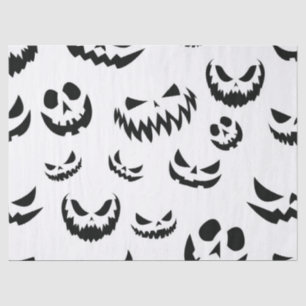 Jack O Lantern Pumpkin Face Black and White Tissue Paper