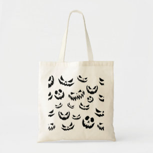Jack O Lantern Pumpkin Face Black and White Tote Bag