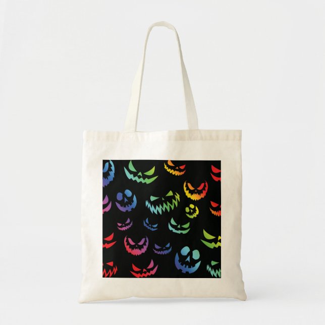 Jack O Lantern Pumpkin Face Black and White Tote Bag (Front)