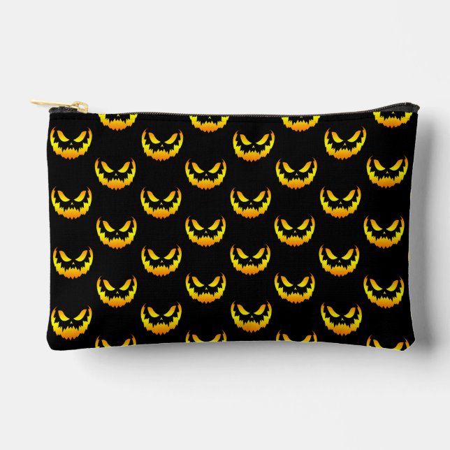 Jack O Lantern Pumpkin Face Gradient Accessory Pouch (Front)