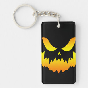 Jack O Lantern Pumpkin Face Gradient Key Ring