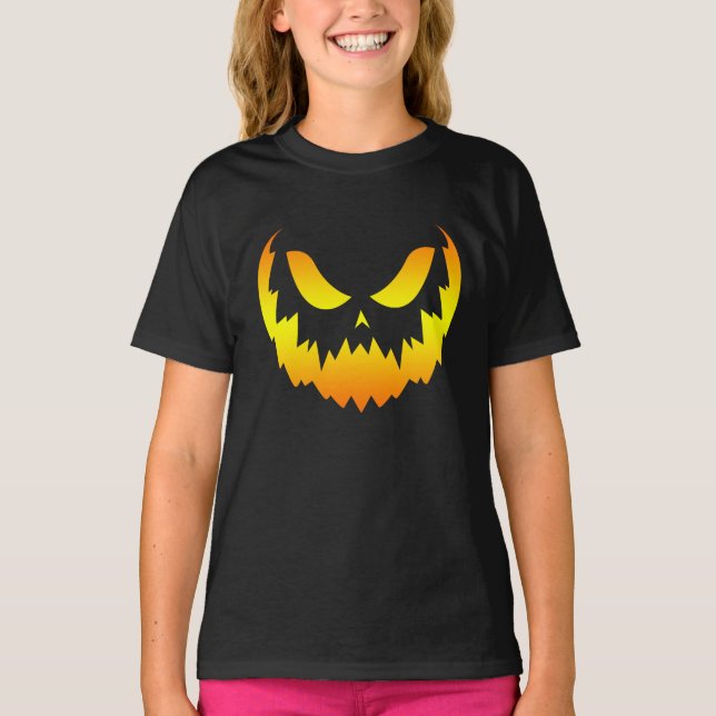 Jack O Lantern Pumpkin Face Gradient T-Shirt (Front)