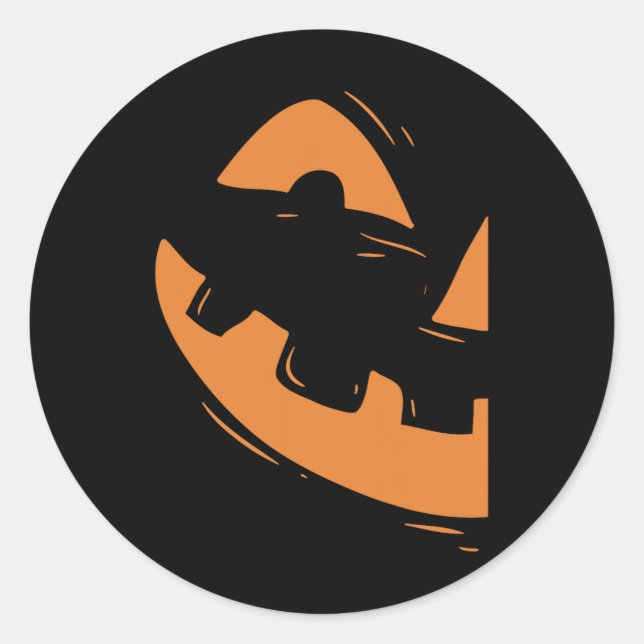 Jack-o-lantern Pumpkin Face Halloween Matching Cou Classic Round Sticker (Front)