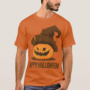 Jack O Lantern Pumpkin Face Happy Halloween Witch  T-Shirt