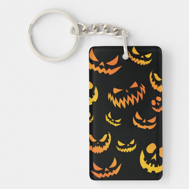 Jack O Lantern Pumpkin Face Key Ring (Front)