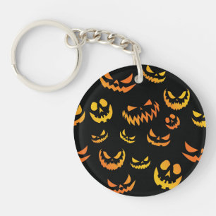 Jack O Lantern Pumpkin Face Key Ring
