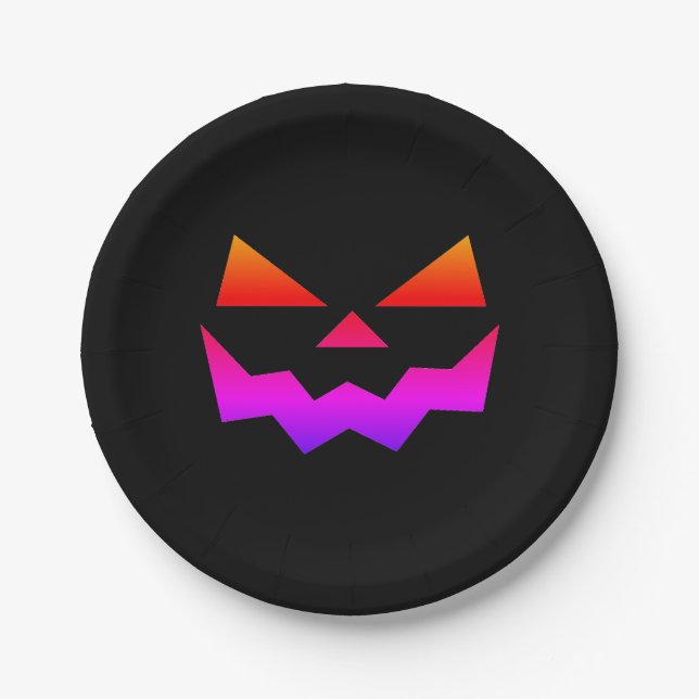 Jack-o-lantern pumpkin face  paper plate (Front)