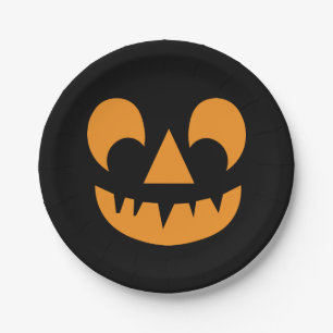 Jack O Lantern Pumpkin Face Paper Plate