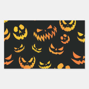 Jack O Lantern Pumpkin Face Rectangular Sticker