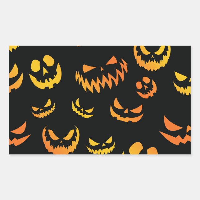Jack O Lantern Pumpkin Face Rectangular Sticker (Front)