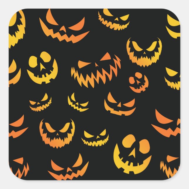 Jack O Lantern Pumpkin Face Square Sticker (Front)