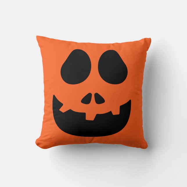 Jack O Lantern Pumpkin Face Throw Pillow (Front)