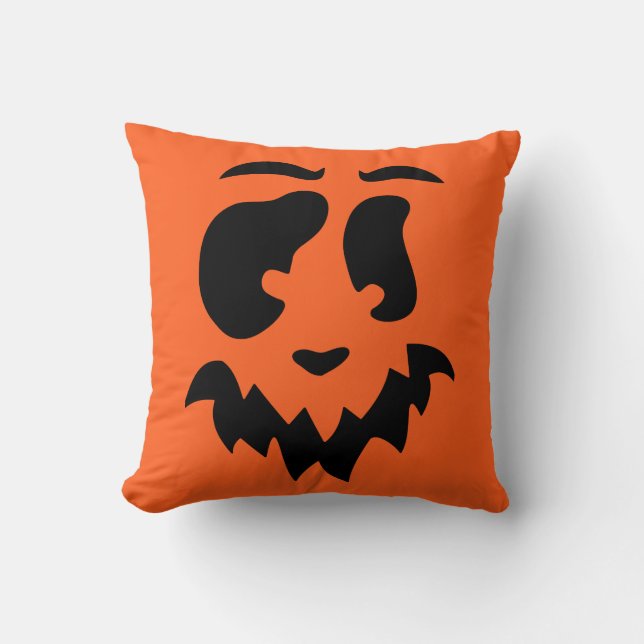 Jack O Lantern Pumpkin Face Throw Pillow (Front)