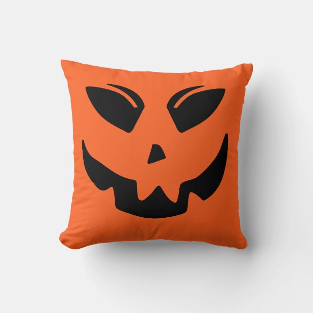 Jack O Lantern Pumpkin Face Throw Pillow (Front)