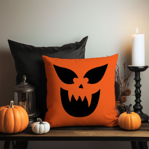 Jack O Lantern Pumpkin Face Throw Pillow