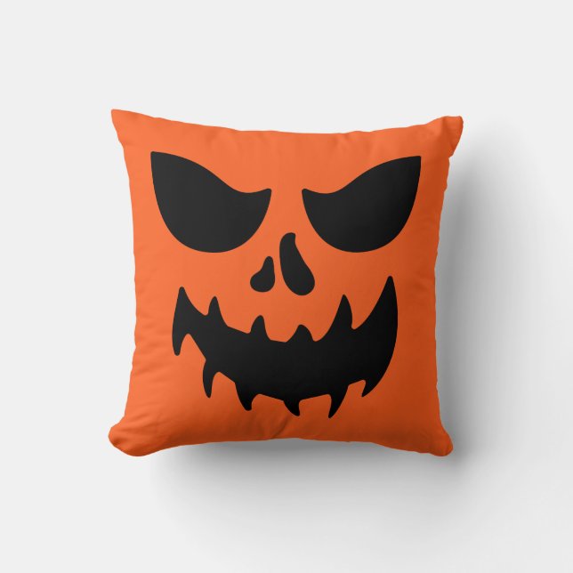 Jack O Lantern Pumpkin Face Throw Pillow (Front)