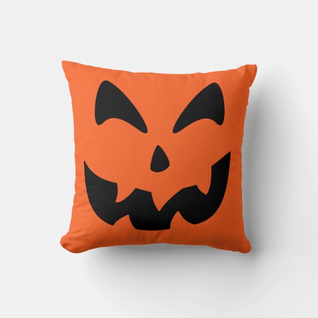 Jack O Lantern Pumpkin Face Throw Pillow (Front)