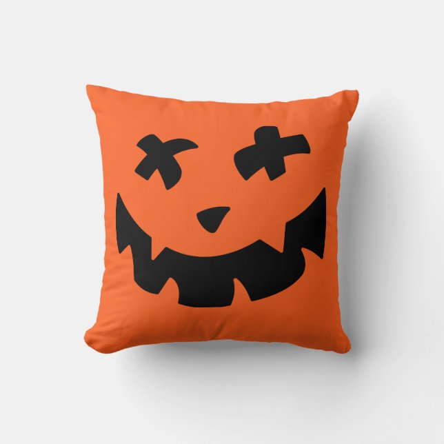 Jack O Lantern Pumpkin Face Throw Pillow (Front)