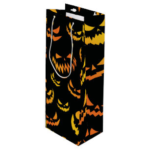 Jack O Lantern Pumpkin Face Wine Gift Bag