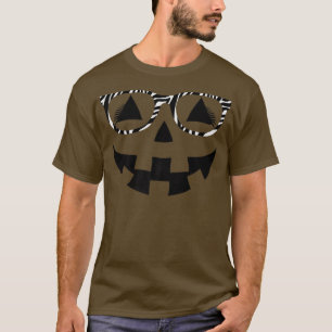 Jack O Lantern Pumpkin Face Zebra Glasses Lashes H T-Shirt