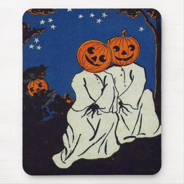 Jack O' Lantern Pumpkin Ghost Costume Mouse Mat (Front)