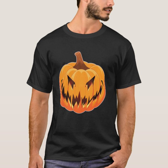 Jack O' Lantern Pumpkin Halloween Costume Face Fun T-Shirt (Front)