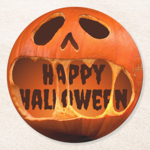 Jack o lantern pumpkin Halloween party Round Paper Coaster