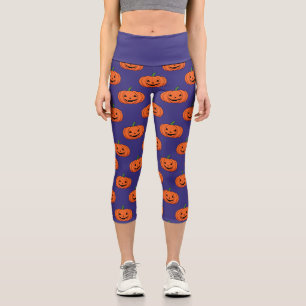 Jack-O'-Lantern Pumpkin Halloween Pattern Capri Leggings
