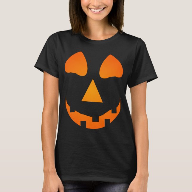Jack O' Lantern Pumpkin Ladies Halloween Costume T-Shirt (Front)