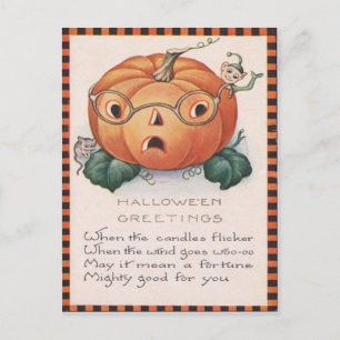 Jack O Lantern Pumpkin Mouse Elf Postcard