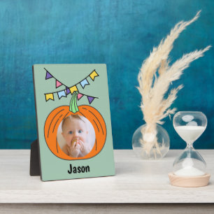Jack O Lantern Pumpkin Orange Halloween Name Photo Plaque