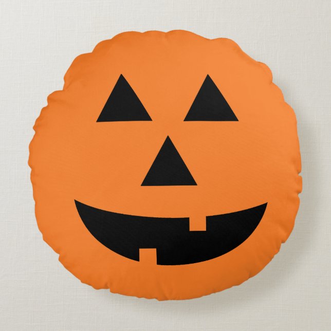 Jack-O-Lantern Pumpkin Orange Halloween Pillow (Front)