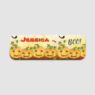 Jack O Lantern Pumpkin Patch Halloween Name Tag