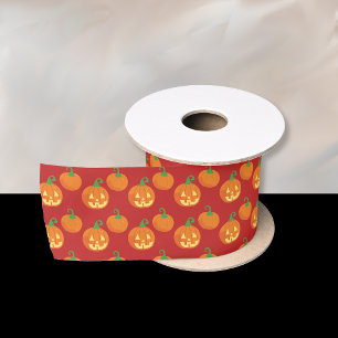 Jack-o-Lantern Pumpkin Pattern Halloween Ribbon Satin Ribbon
