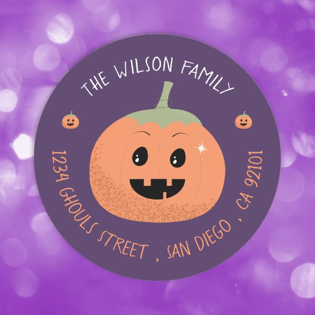 Jack-O-Lantern Purple Halloween Envelope Seals (Creator Uploaded)