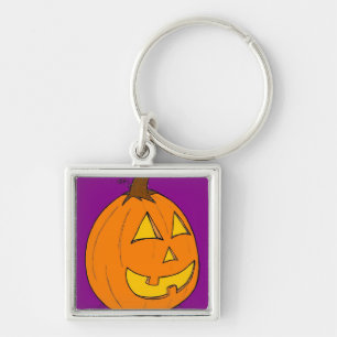Jack o' Lantern Purple Keychain