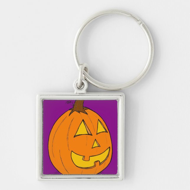 Jack o' Lantern Purple Keychain (Front)