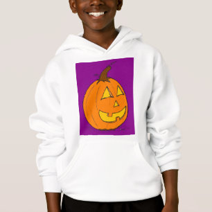 Jack o' Lantern Purple Kids Hooded Sweatshirt