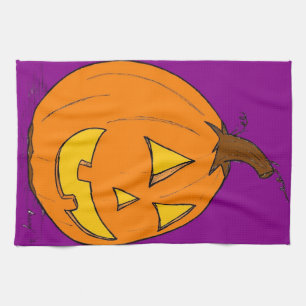 Jack o' Lantern Purple Kitchen Towel