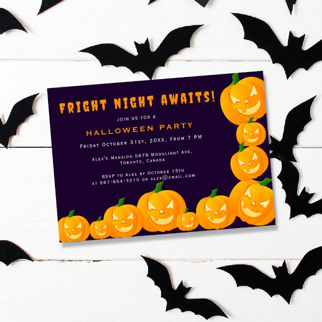 Jack o' lantern Purple & Orange Halloween Party Invitation (Creator Uploaded)