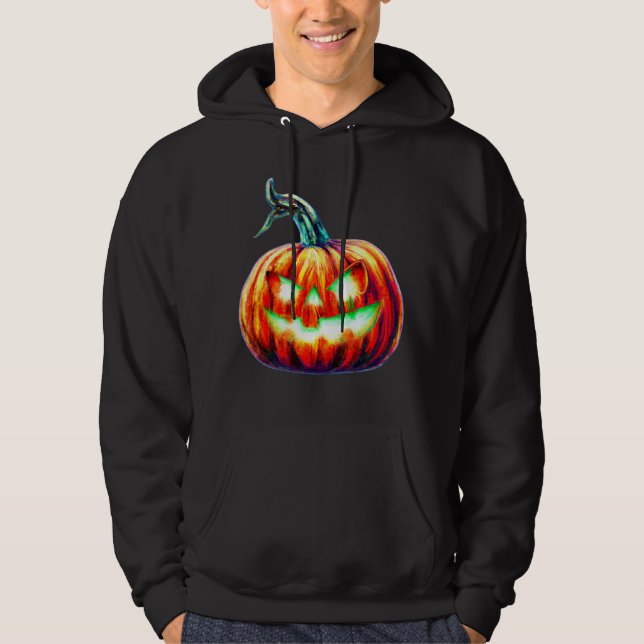 Jack-o-Lantern RETRO Style Halloween BLACK Hoodie (Front)