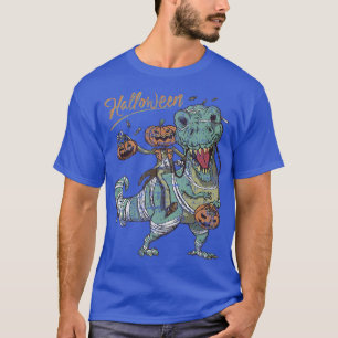 Jack O Lantern riding Dinosaur Halloween grunge vi T-Shirt
