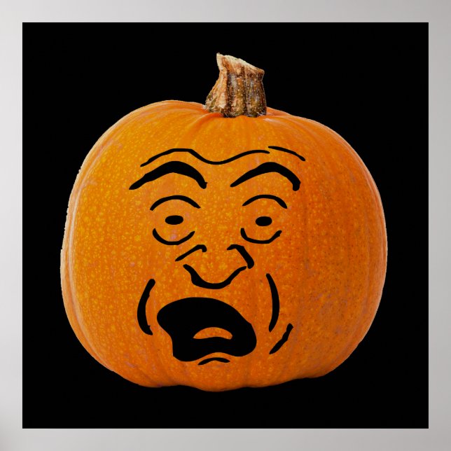 Jack o' Lantern Scared Face, Halloween Pumpkin Poster (Front)